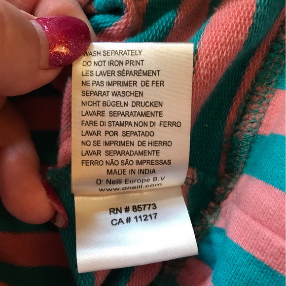 O’Neill pink blue stripe graffiti hoodie Size L - Picture 10 of 12